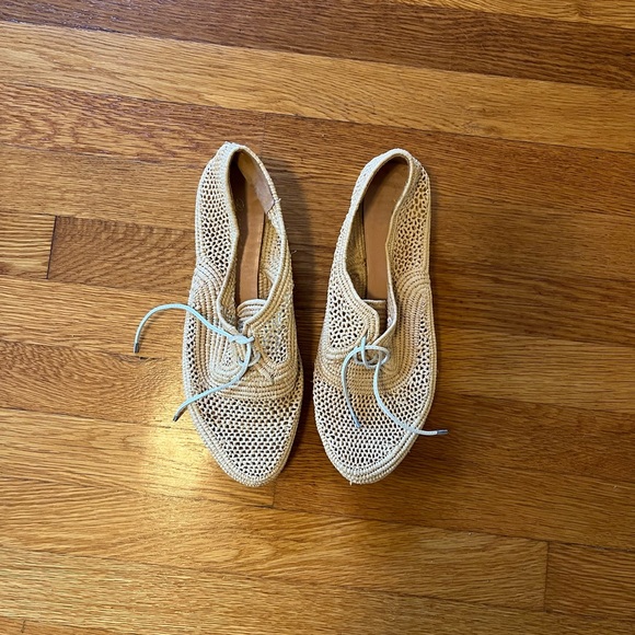 Robert Clergerie 39. 5 Lisa Rafia Comfort Derby Wedge Women's Shoes read $475 - Picture 1 of 16
